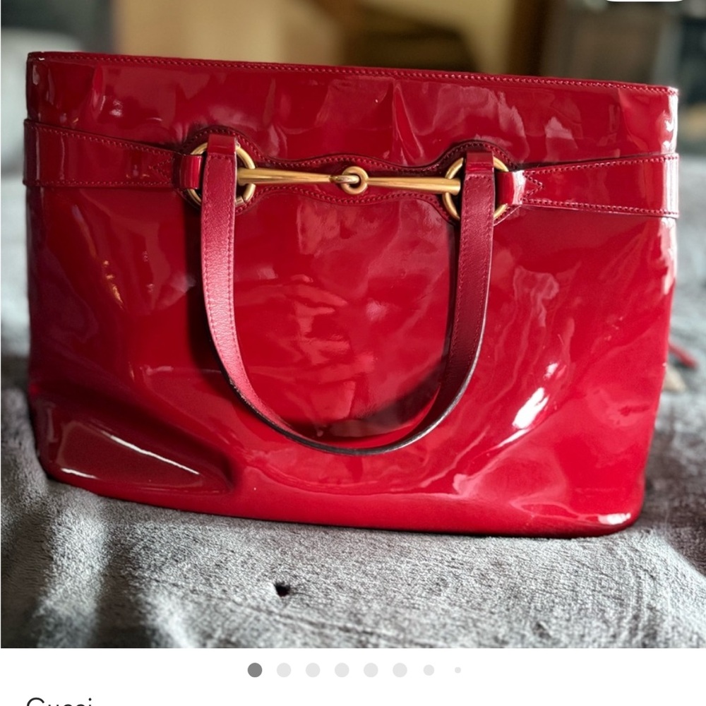 Gucci Bright Bit Patent Leather Handbag - Authentic Red - Gucci Tote Bag - Picture 13 of 13